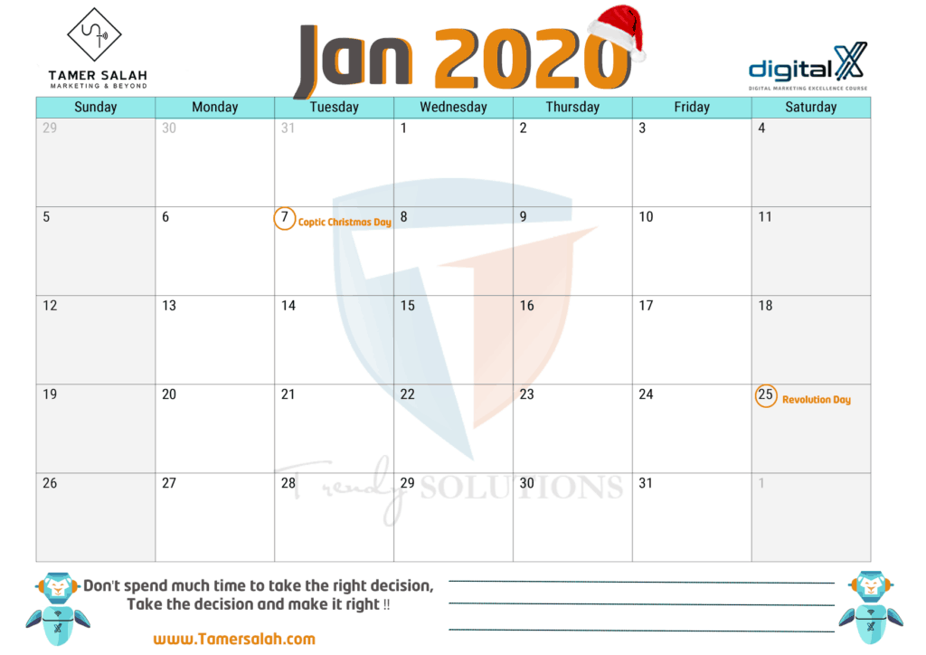 Calendar 2020 Egypt